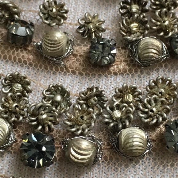 Alberta Ferretti mesh sheer beaded top nude stretch 4 - Picture 3 of 7